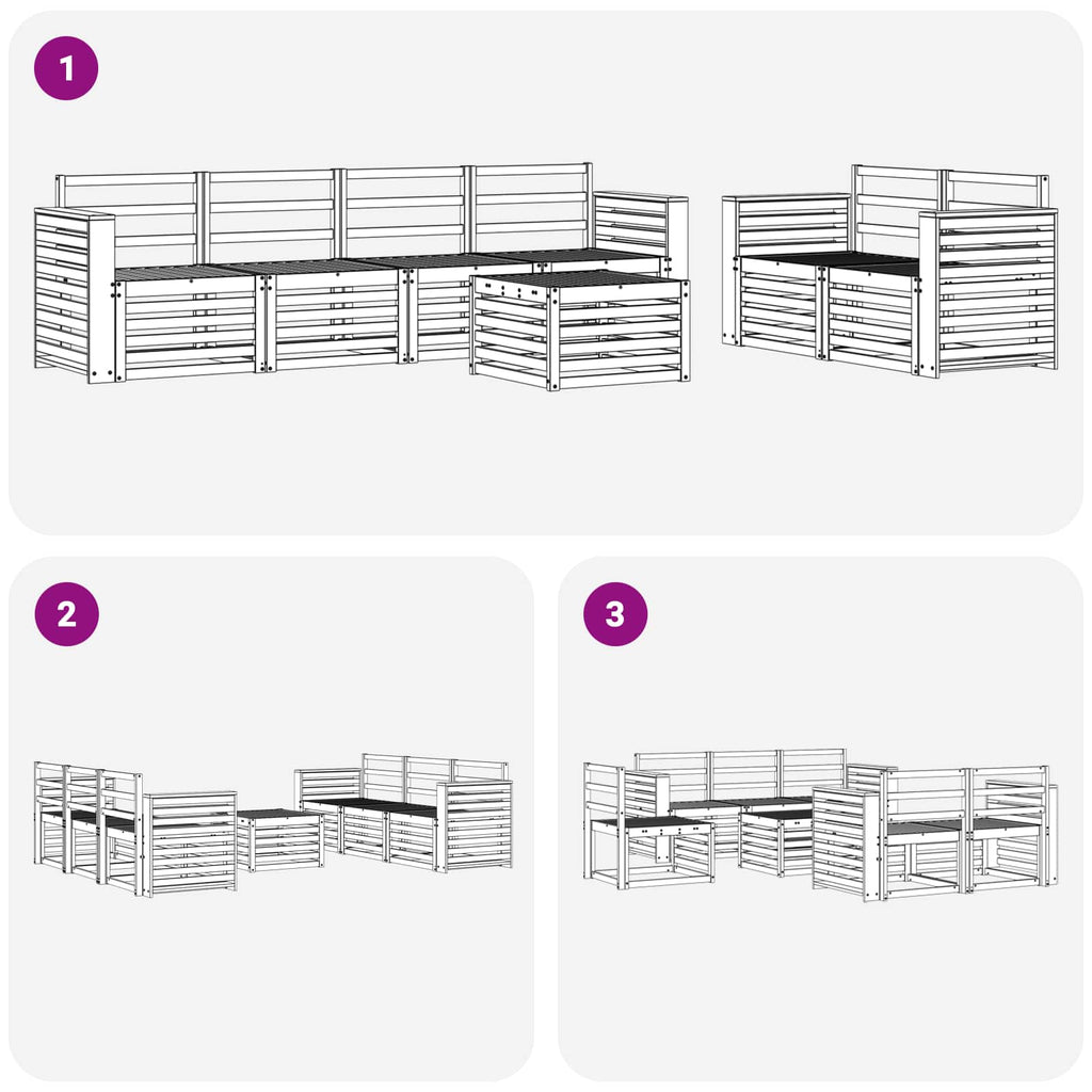 Outdoor-Sofagarnitur 7 pcs Weiß Massivholz Akazie