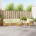 Outdoor-Sofagarnitur mit Kissen 7 pcs Weiß und Creme Polyester