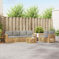 Outdoor-Sofagarnitur 7 pcs Weiß und Hellgrau Polyester