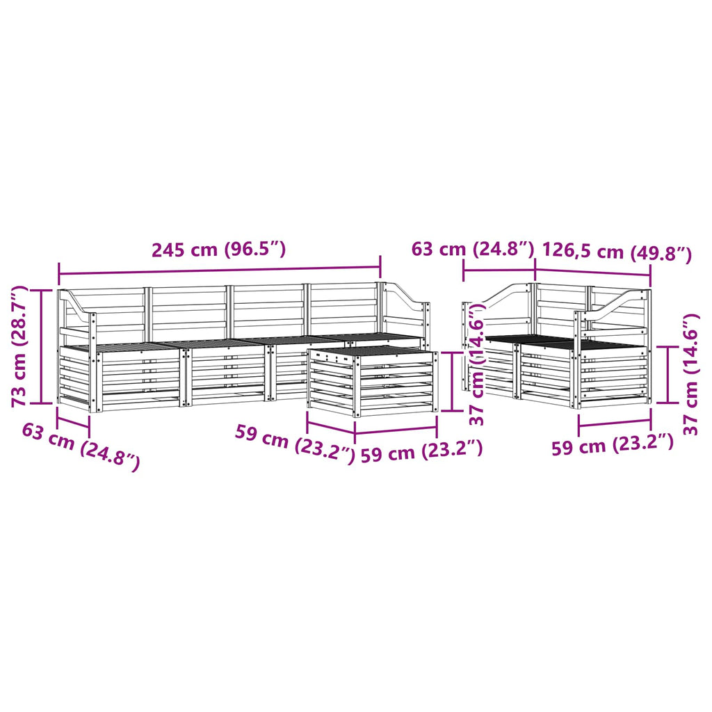 Outdoor-Sofagarnitur 7 pcs Weiß Massivholz Akazie
