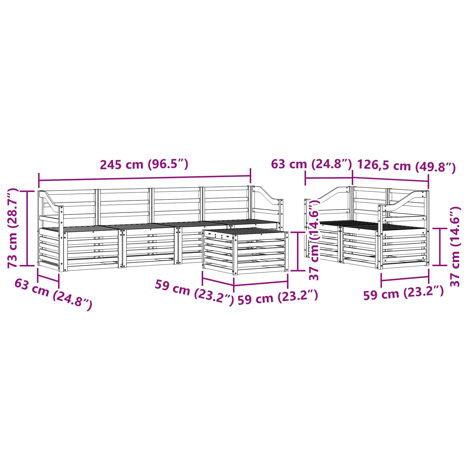 Outdoor-Sofagarnitur 7 pcs Weiß Massivholz Akazie