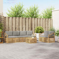 Outdoor-Sofagarnitur 7 pcs Weiß und Hellgrau Polyester