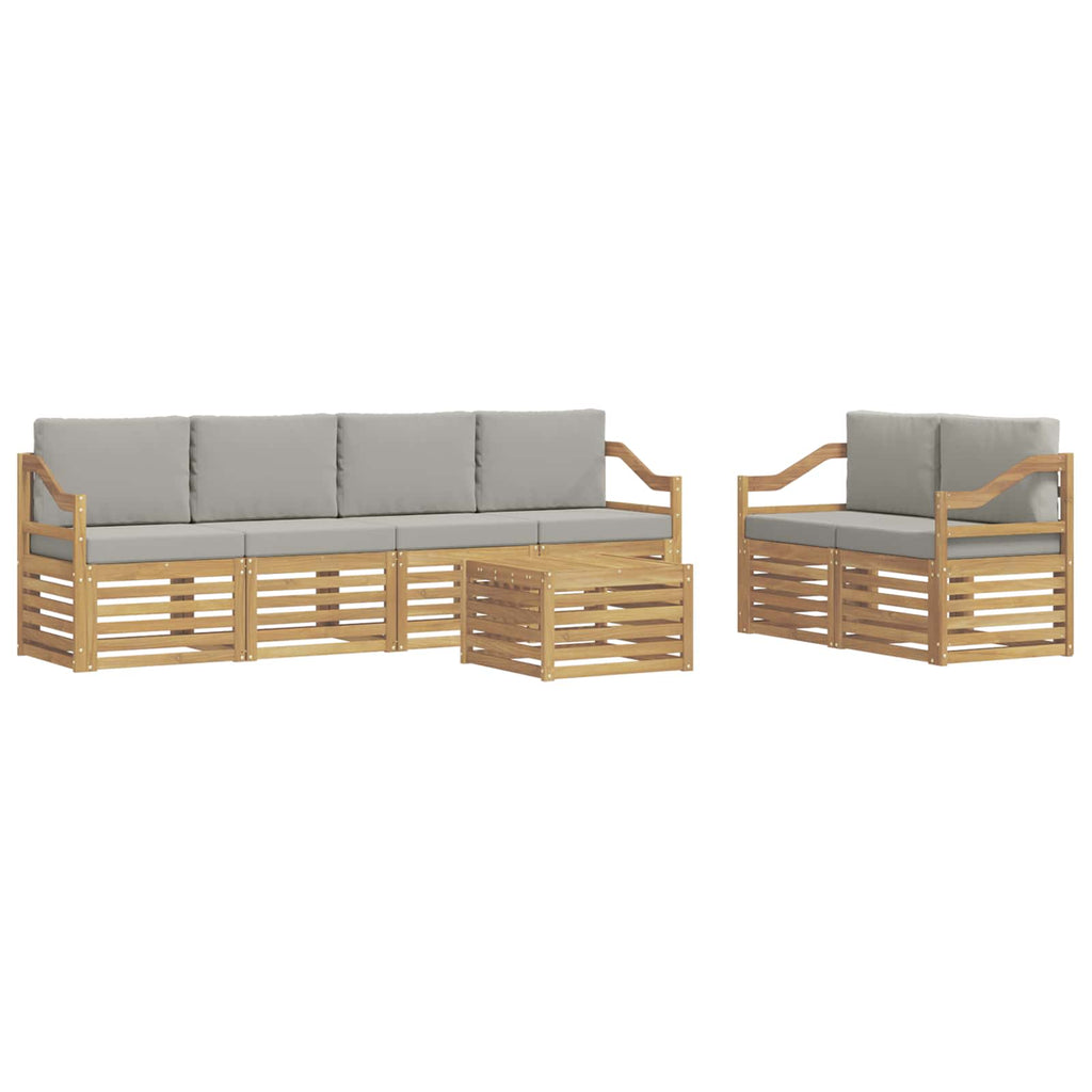 Outdoor-Sofagarnitur 7 pcs Weiß und Hellgrau Polyester