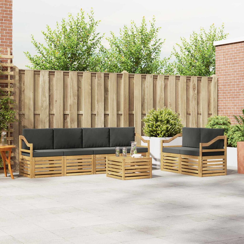Outdoor-Sofagarnitur 7 pcs Weiß und Anthrazit Polyester