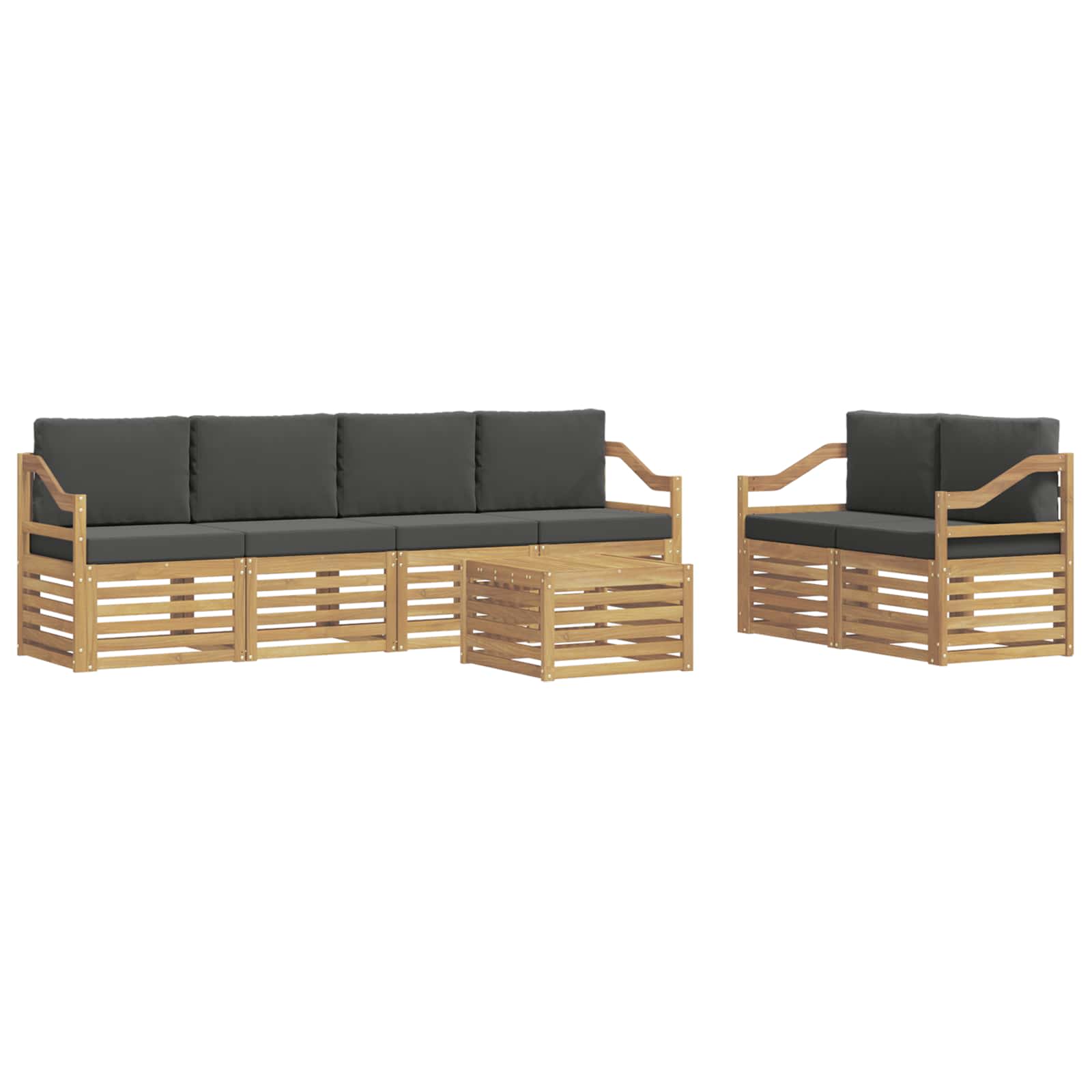 Outdoor-Sofagarnitur 7 pcs Weiß und Anthrazit Polyester