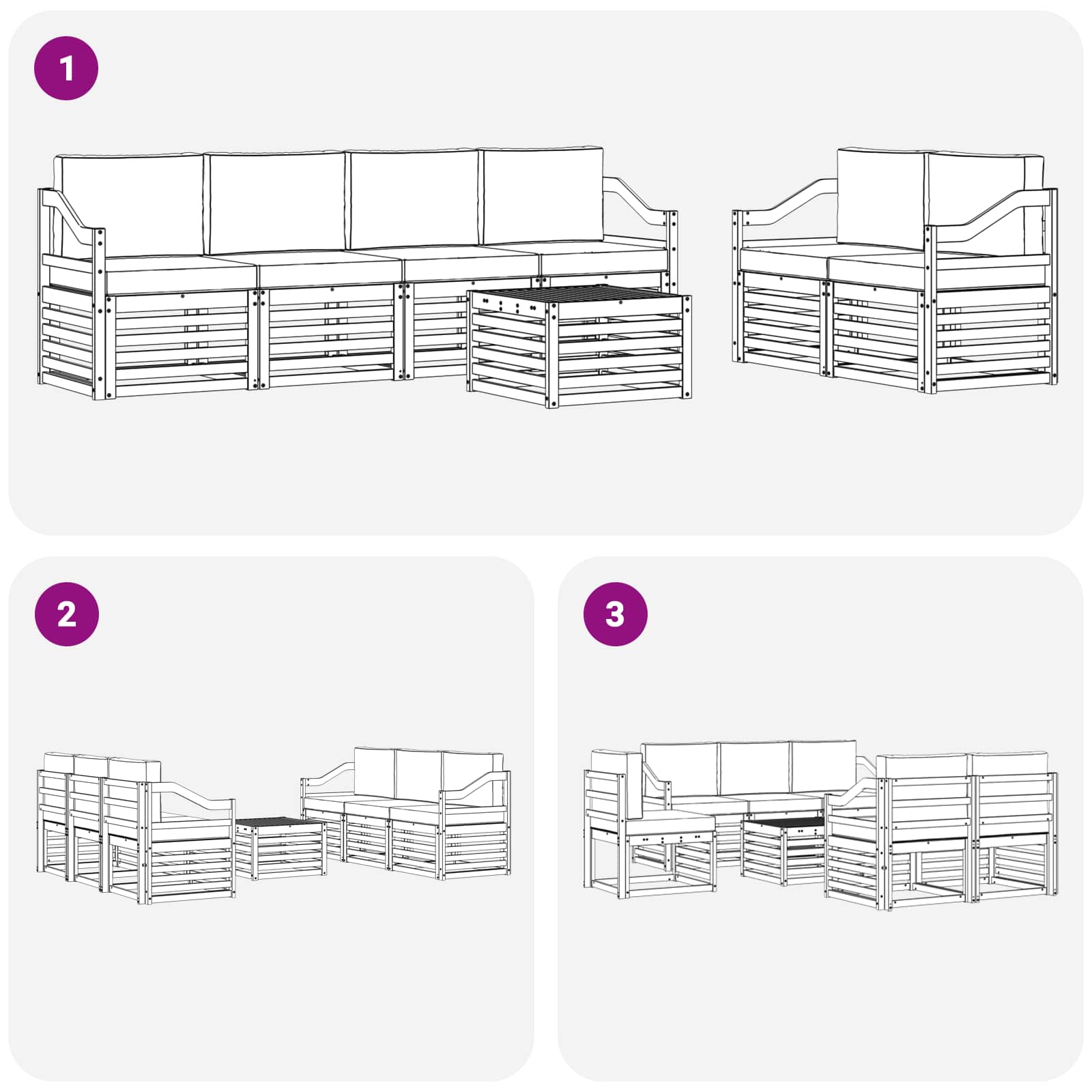 Outdoor-Sofagarnitur 7 pcs Weiß und Anthrazit Polyester