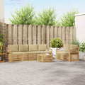 Outdoor-Sofagarnitur mit Kissen 7 pcs Weiß und Beige Polyester