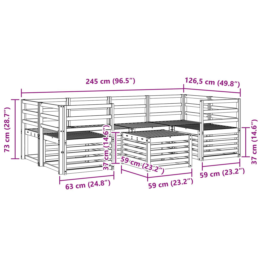 Outdoor-Sofagarnitur 7 pcs Weiß Massivholz Akazie