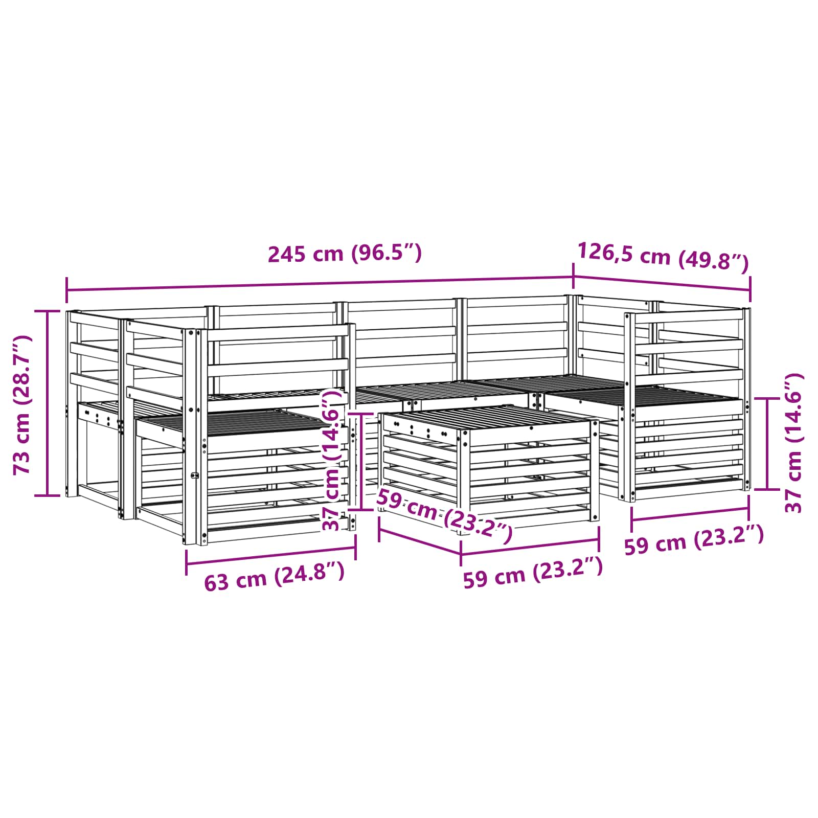 Outdoor-Sofagarnitur 7 pcs Weiß Massivholz Akazie