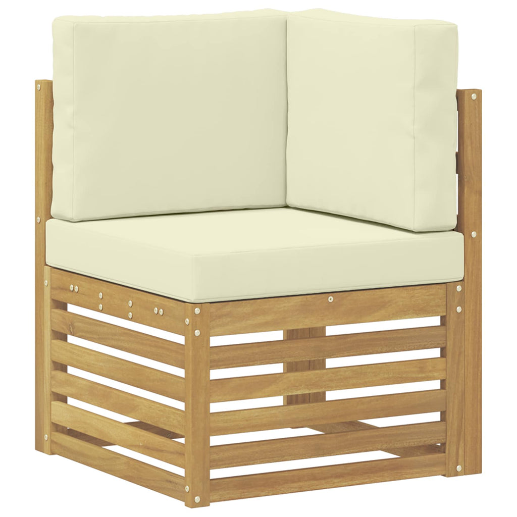 Outdoor-Sofagarnitur mit Kissen 7 pcs Weiß und Creme Polyester