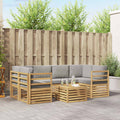 Outdoor-Sofagarnitur 7 pcs Weiß und Hellgrau Polyester