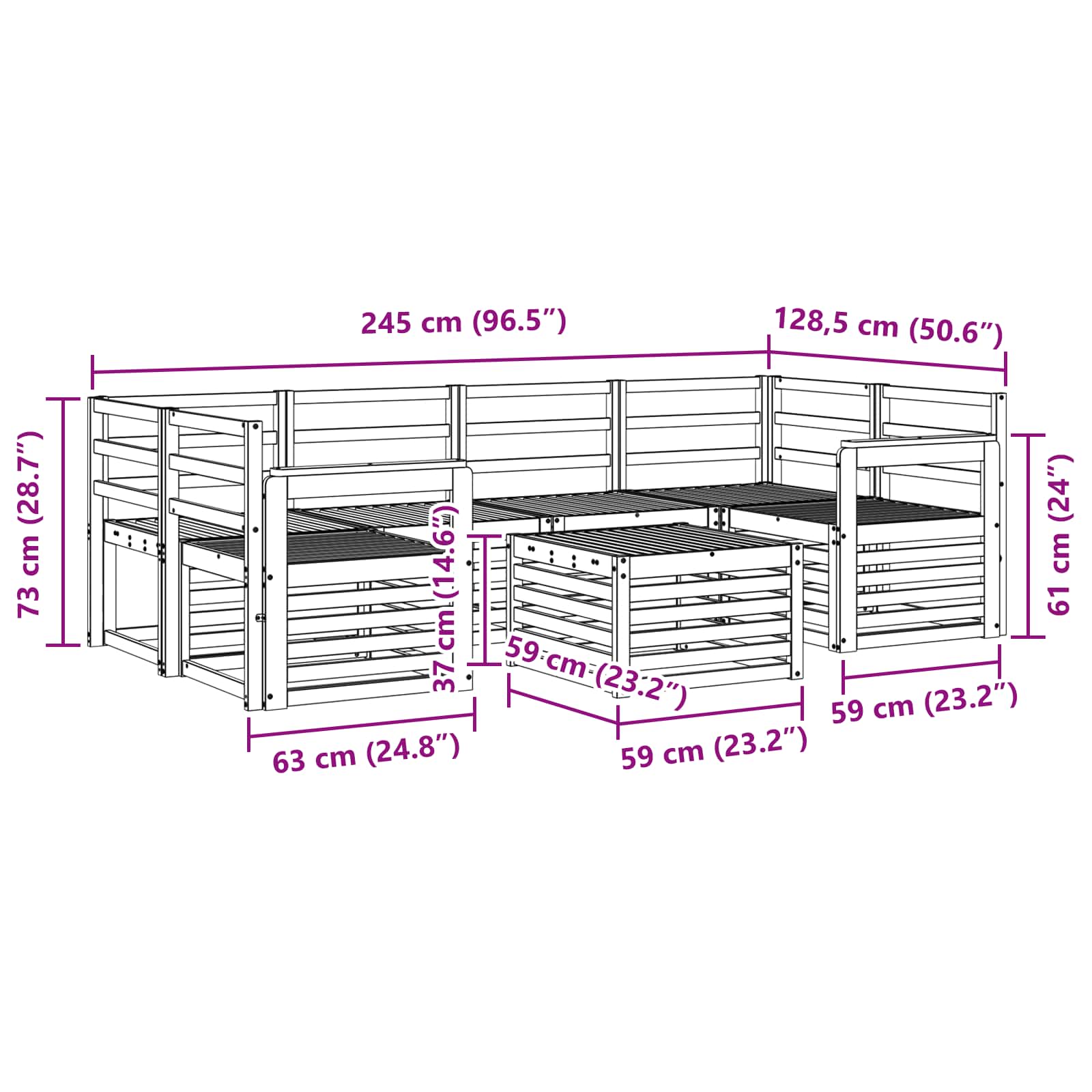 Outdoor-Sofagarnitur 7 pcs Weiß Massivholz Akazie