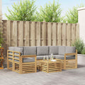 Outdoor-Sofagarnitur 7 pcs Weiß und Hellgrau Polyester