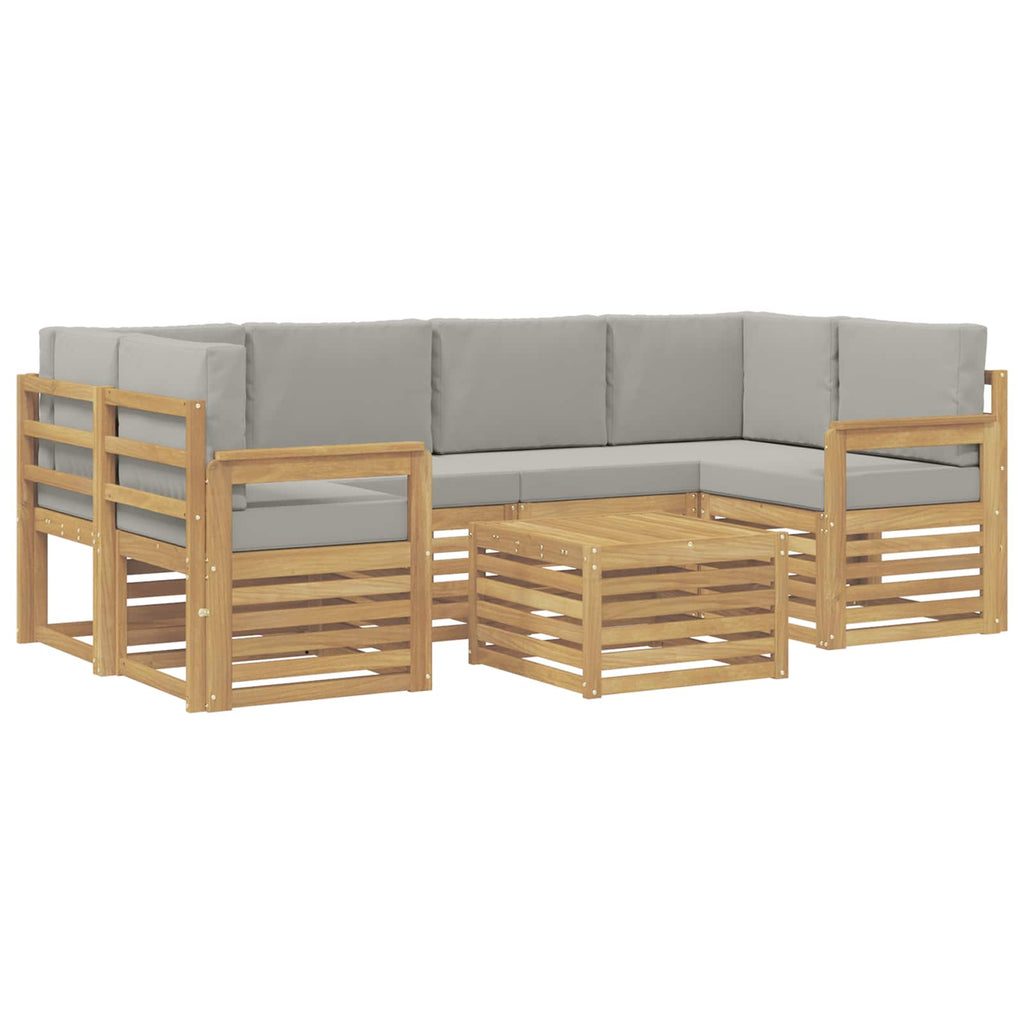 Outdoor-Sofagarnitur 7 pcs Weiß und Hellgrau Polyester