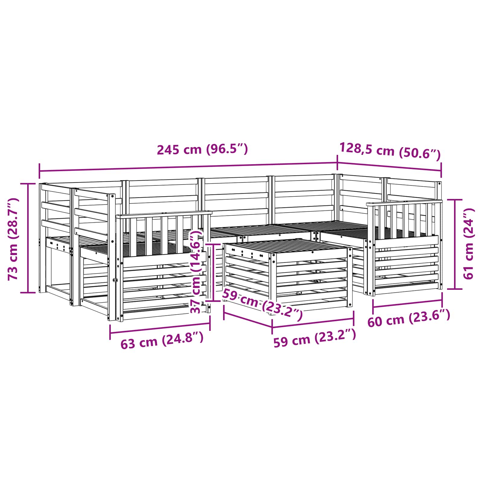 Outdoor-Sofagarnitur 7 pcs Weiß Massivholz Akazie