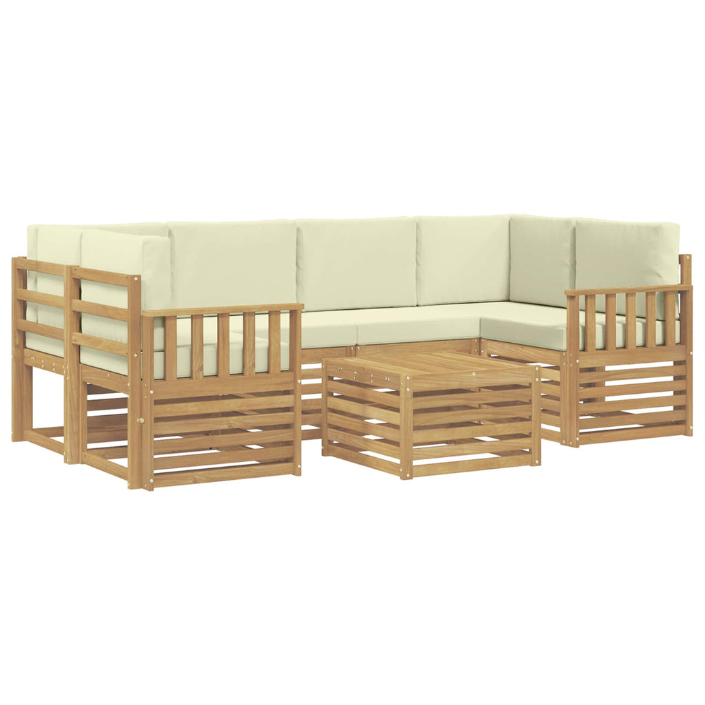 Outdoor-Sofagarnitur mit Kissen 7 pcs Weiß und Creme Polyester