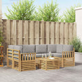 Outdoor-Sofagarnitur 7 pcs Weiß und Hellgrau Polyester