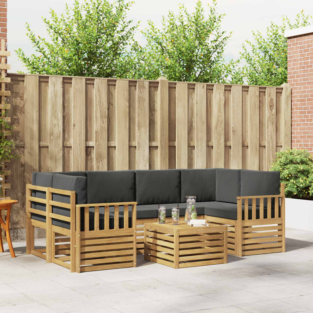 Outdoor-Sofagarnitur 7 pcs Weiß und Anthrazit Polyester