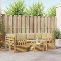 Outdoor-Sofagarnitur mit Kissen 7 pcs Weiß und Beige Polyester