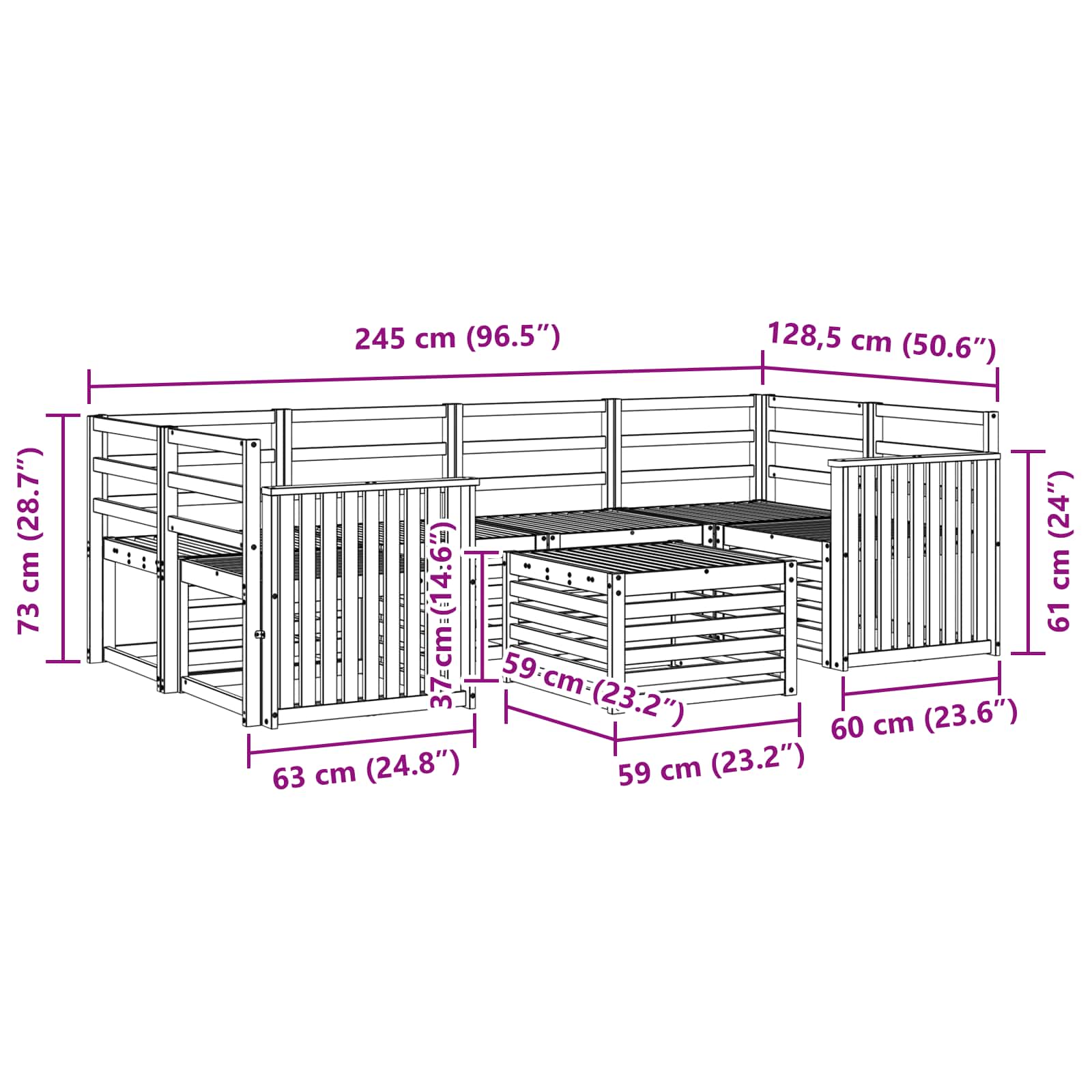 Outdoor-Sofagarnitur 7 pcs Weiß Massivholz Akazie