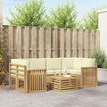 Outdoor-Sofagarnitur mit Kissen 7 pcs Weiß und Creme Polyester
