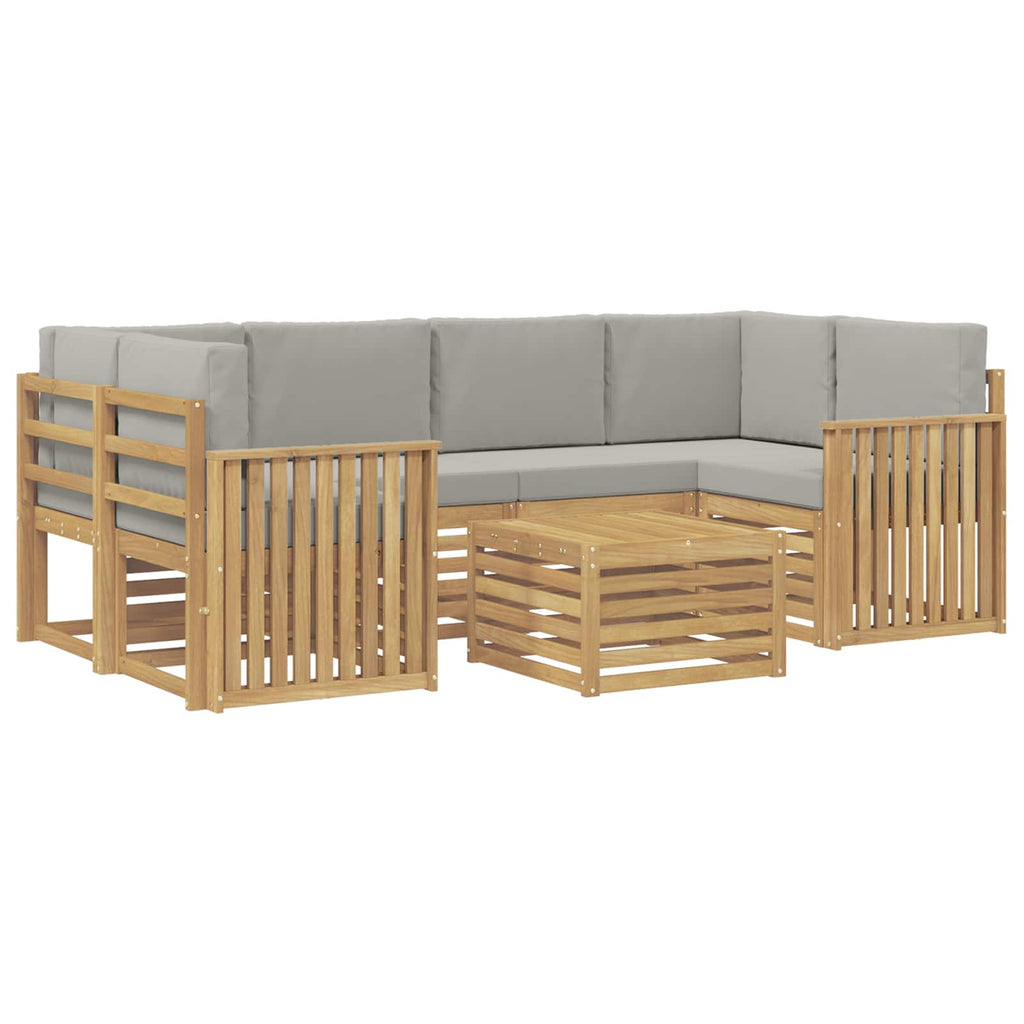 Outdoor-Sofagarnitur 7 pcs Weiß und Hellgrau Polyester