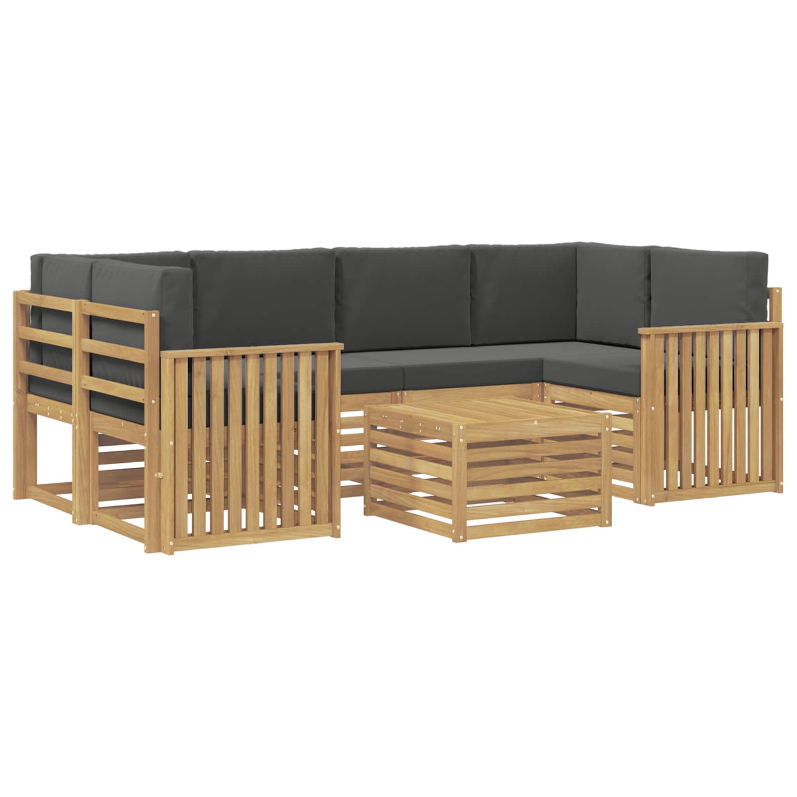 Outdoor-Sofagarnitur 7 pcs Weiß und Anthrazit Polyester