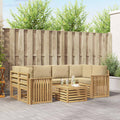 Outdoor-Sofagarnitur mit Kissen 7 pcs Weiß und Beige Polyester