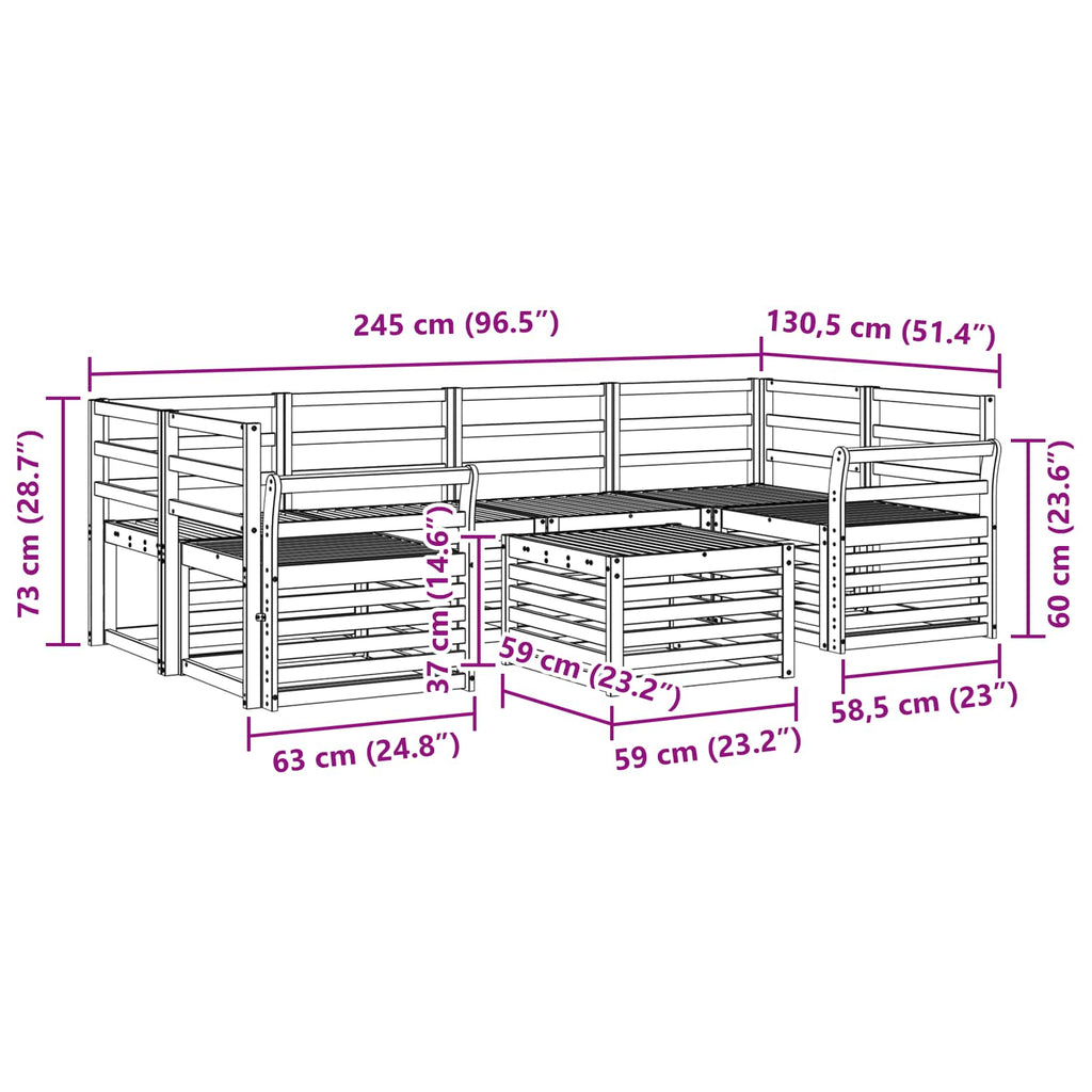 Outdoor-Sofagarnitur 7 pcs Weiß Massivholz Akazie