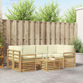 Outdoor-Sofagarnitur mit Kissen 7 pcs Weiß und Creme Polyester