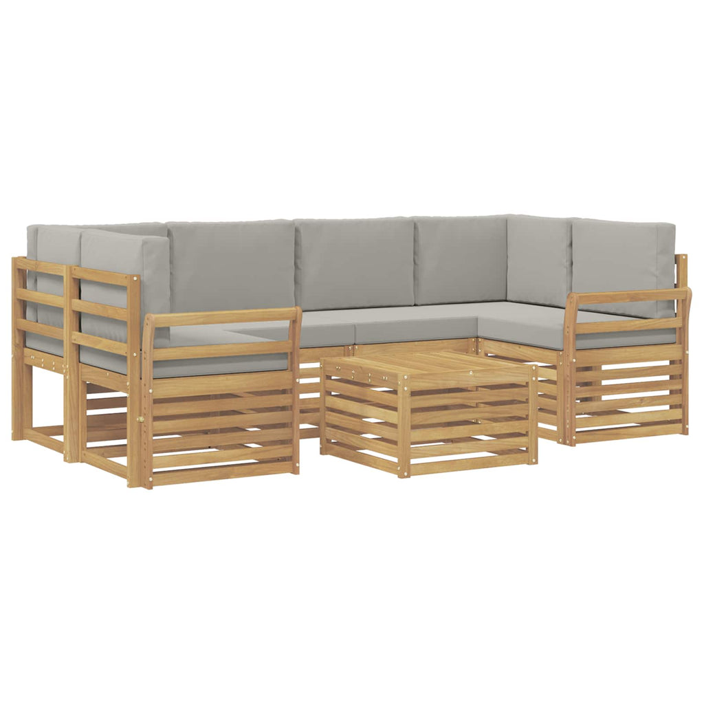 Outdoor-Sofagarnitur 7 pcs Weiß und Hellgrau Polyester