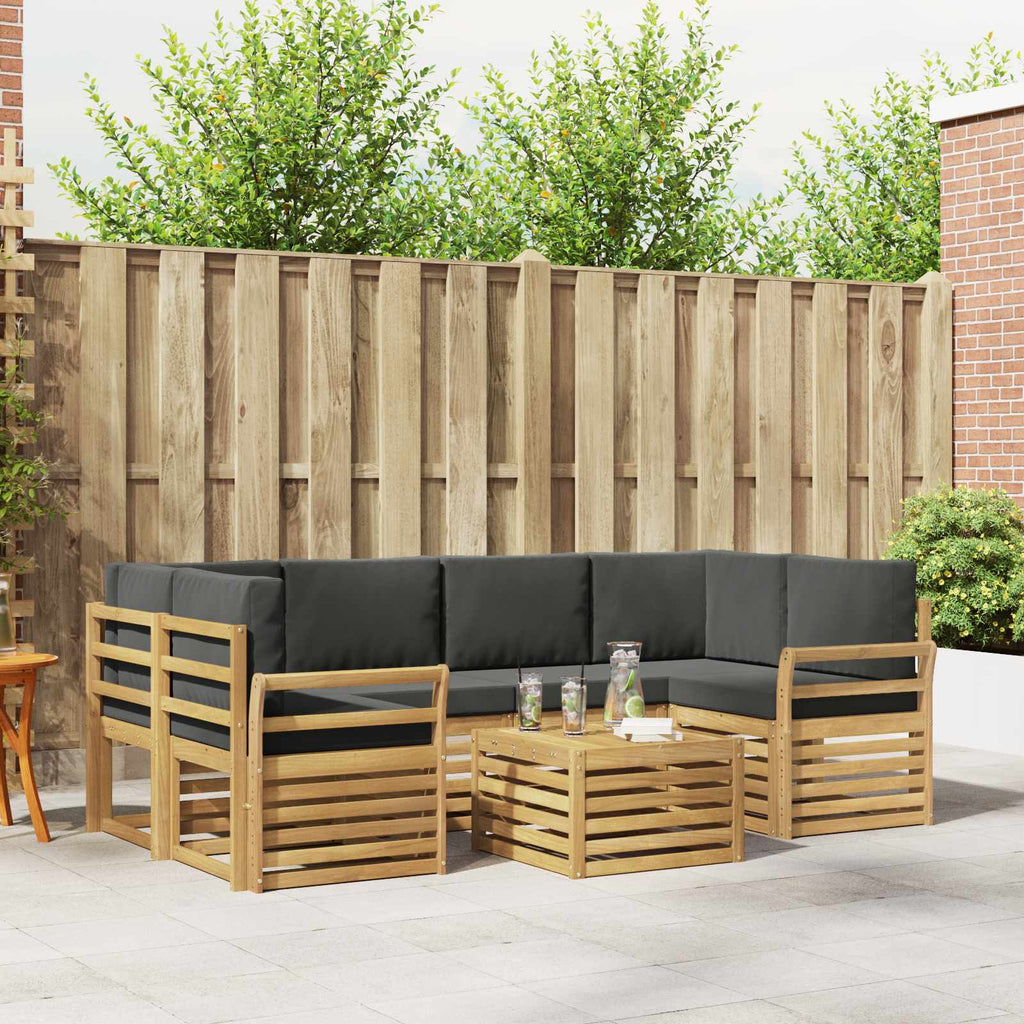 Outdoor-Sofagarnitur 7 pcs Weiß und Anthrazit Polyester