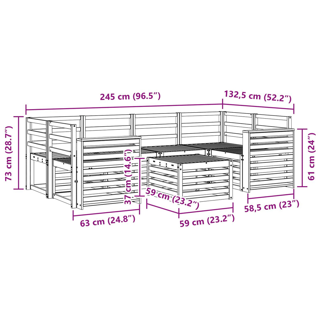 Outdoor-Sofagarnitur 7 pcs Weiß Massivholz Akazie