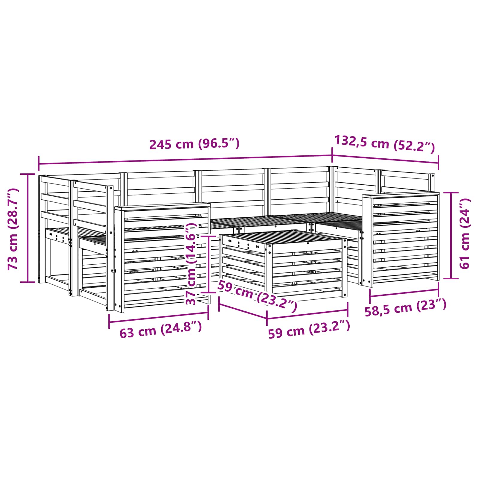 Outdoor-Sofagarnitur 7 pcs Weiß Massivholz Akazie