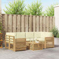 Outdoor-Sofagarnitur mit Kissen 7 pcs Weiß und Creme Polyester
