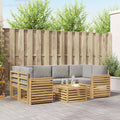 Outdoor-Sofagarnitur 7 pcs Weiß und Hellgrau Polyester