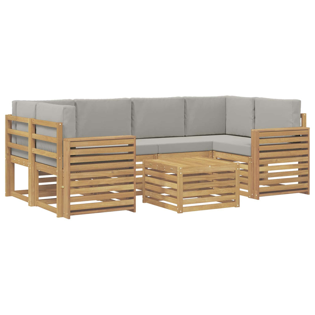 Outdoor-Sofagarnitur 7 pcs Weiß und Hellgrau Polyester