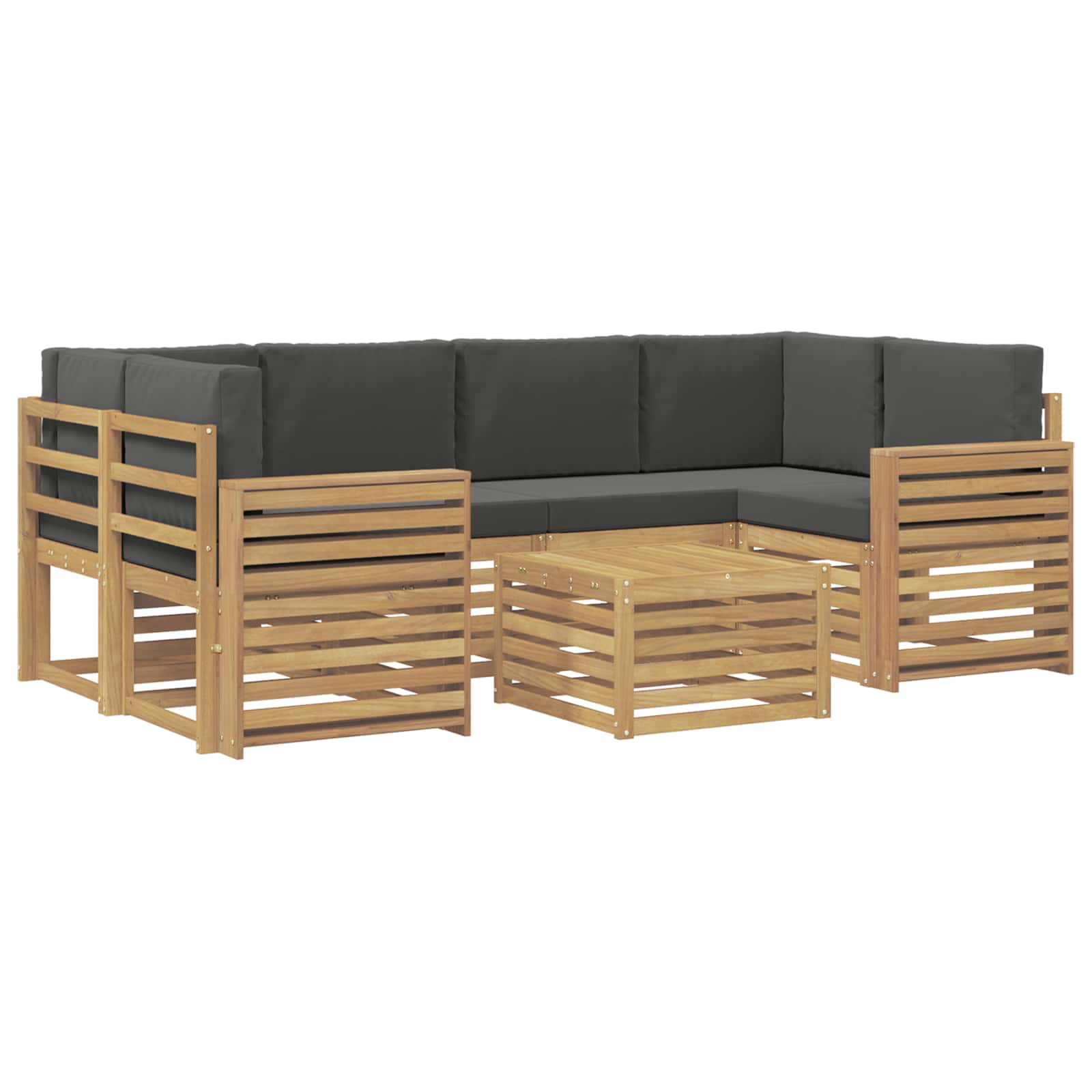 Outdoor-Sofagarnitur 7 pcs Weiß und Anthrazit Polyester