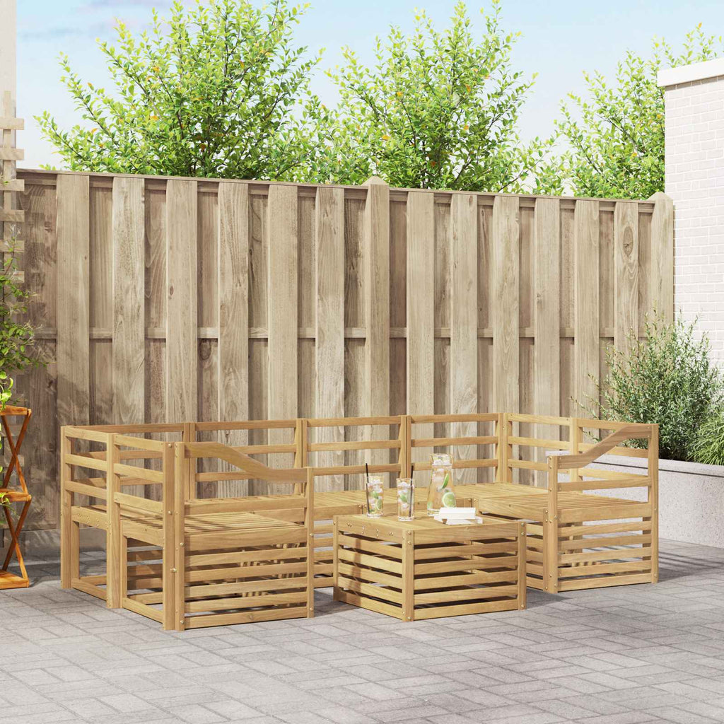 Outdoor-Sofagarnitur 7 pcs Weiß Massivholz Akazie