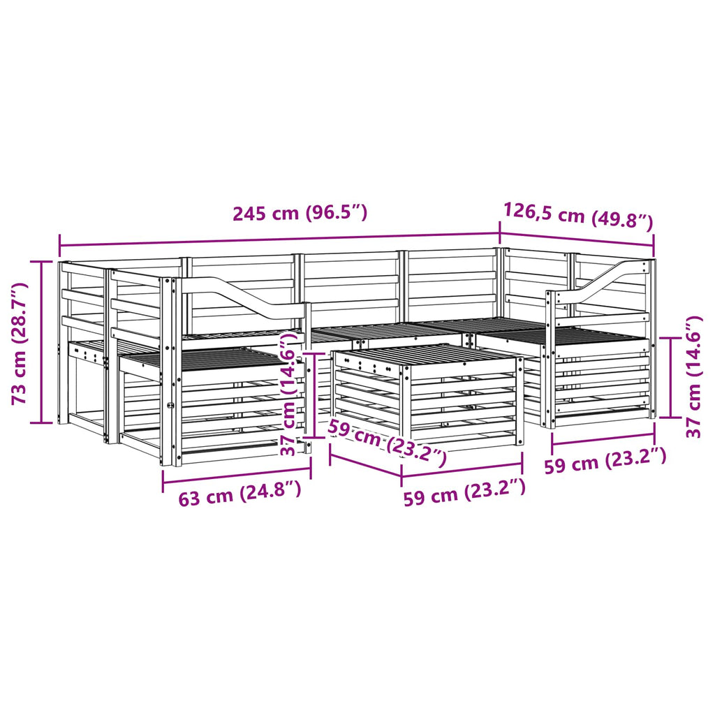 Outdoor-Sofagarnitur 7 pcs Weiß Massivholz Akazie