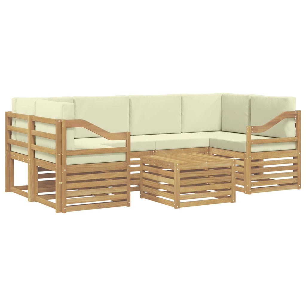 Outdoor-Sofagarnitur mit Kissen 7 pcs Weiß und Creme Polyester
