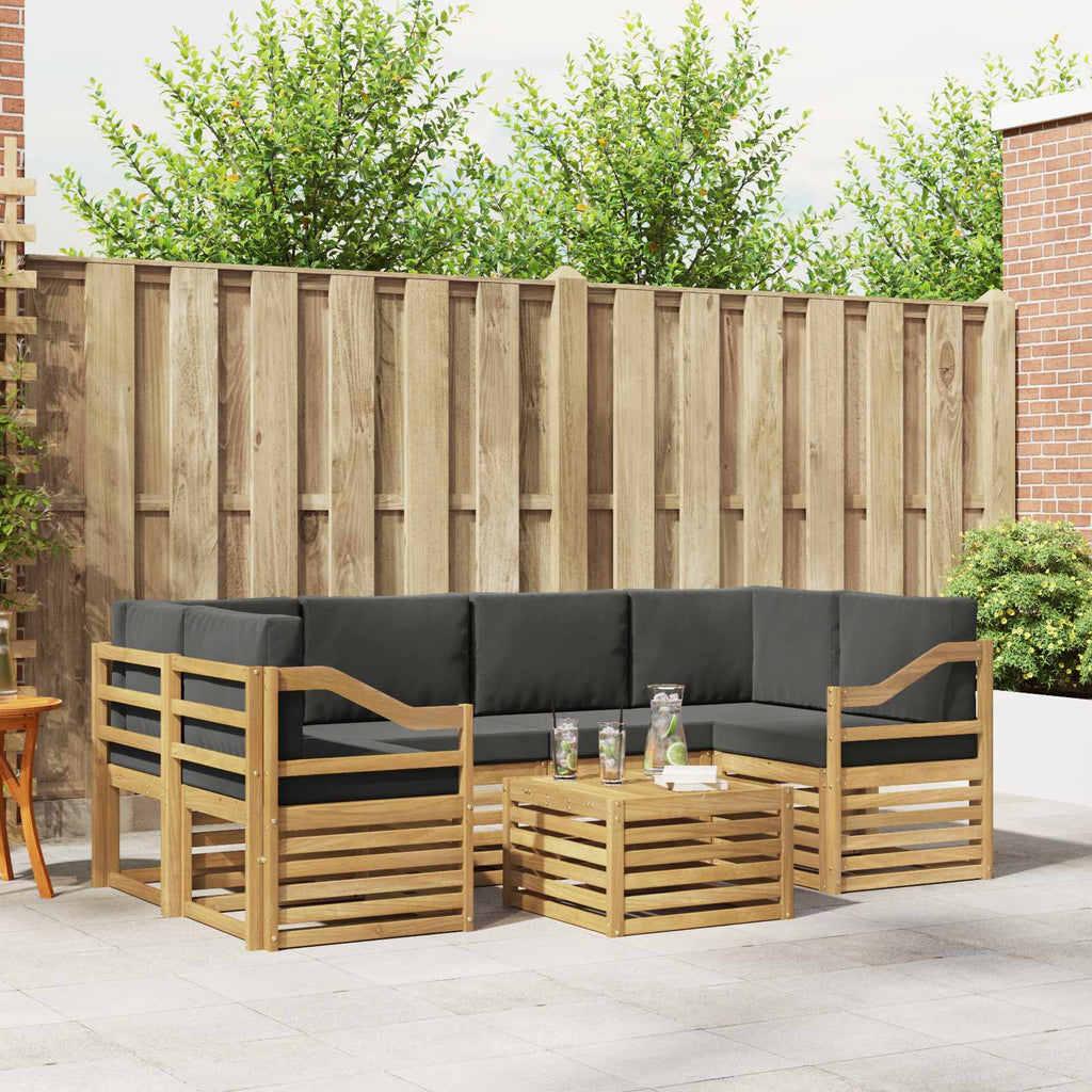 Outdoor-Sofagarnitur 7 pcs Weiß und Anthrazit Polyester