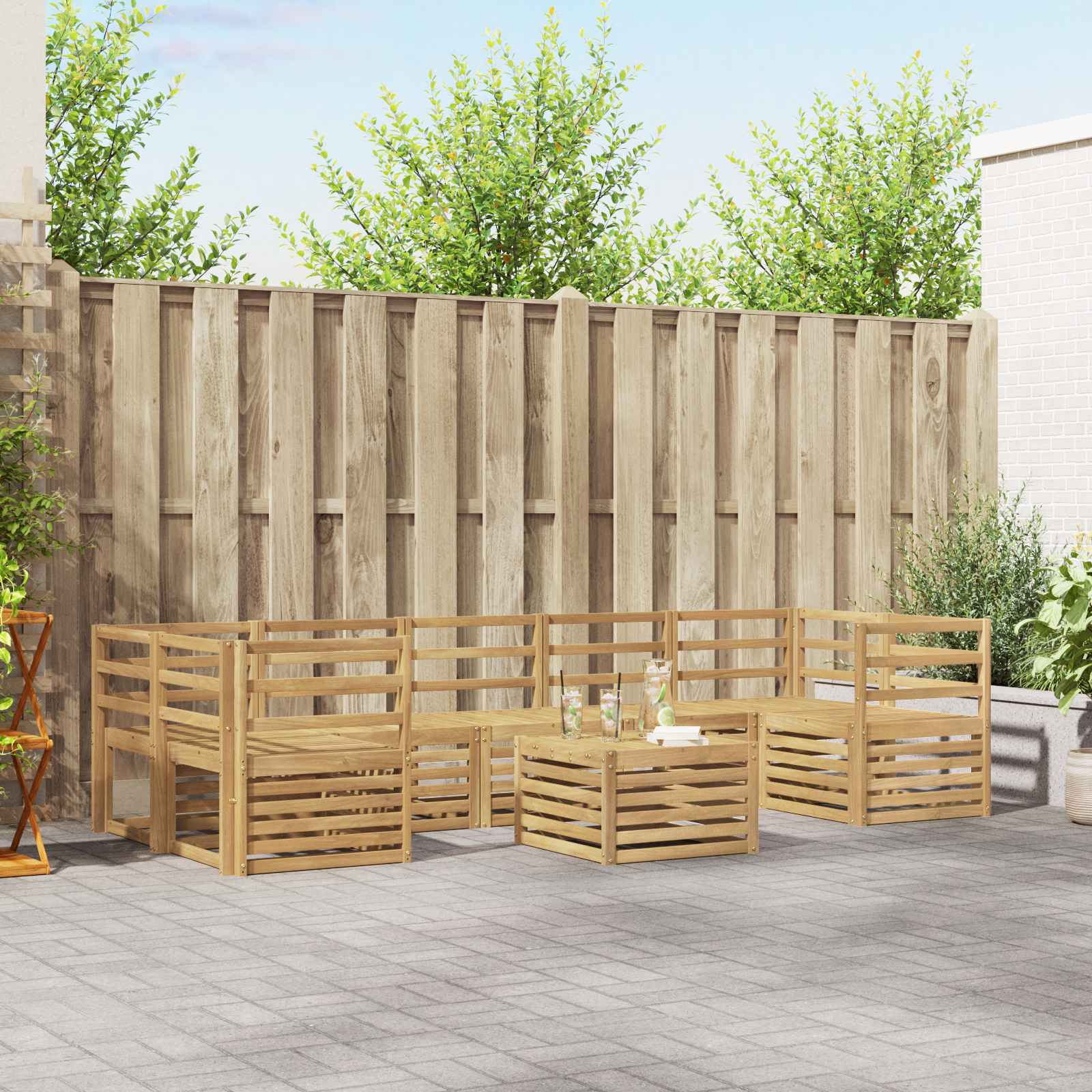 Outdoor-Sofagarnitur 8 pcs Weiß Massivholz Akazie