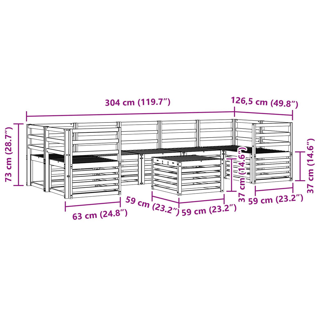 Outdoor-Sofagarnitur 8 pcs Weiß Massivholz Akazie
