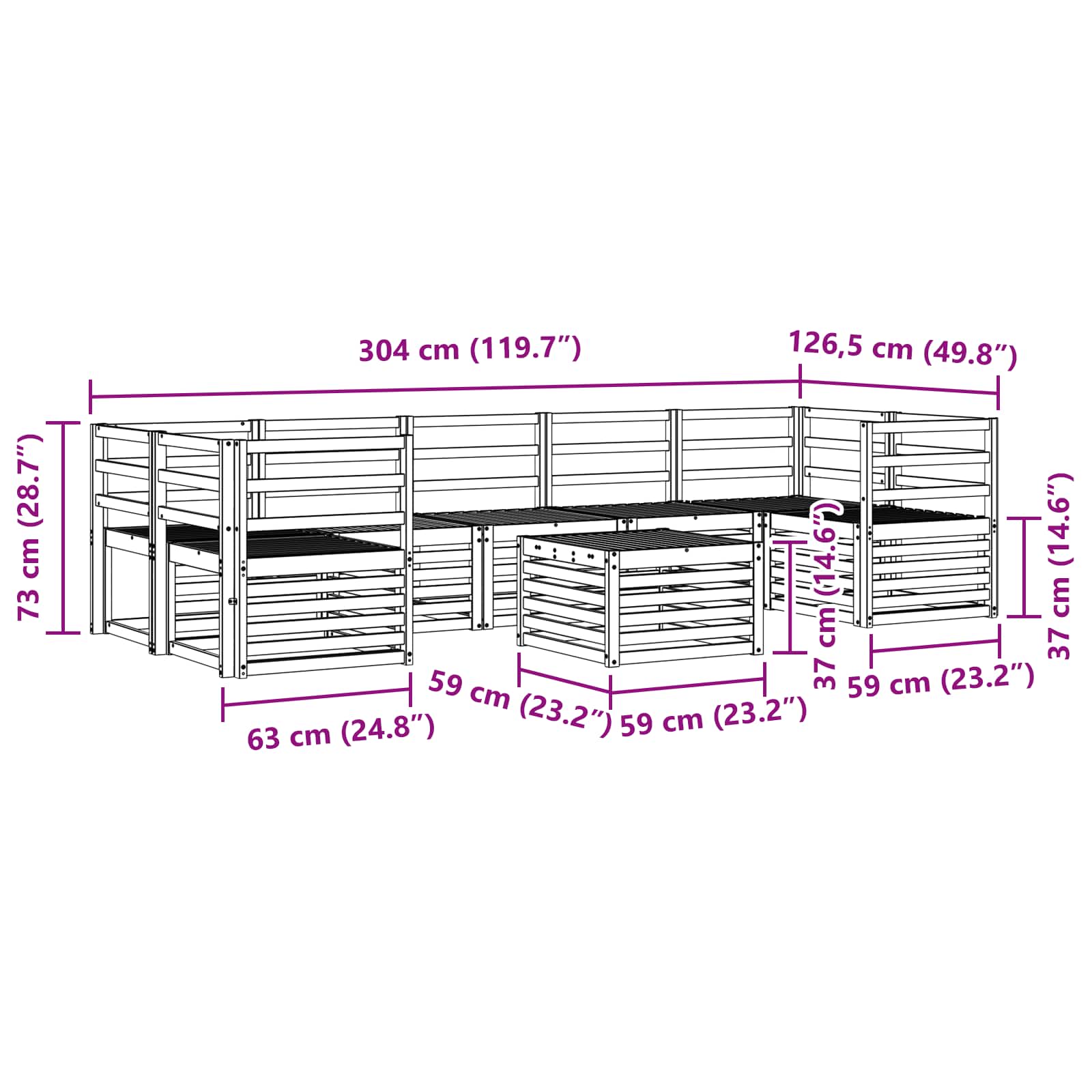 Outdoor-Sofagarnitur 8 pcs Weiß Massivholz Akazie