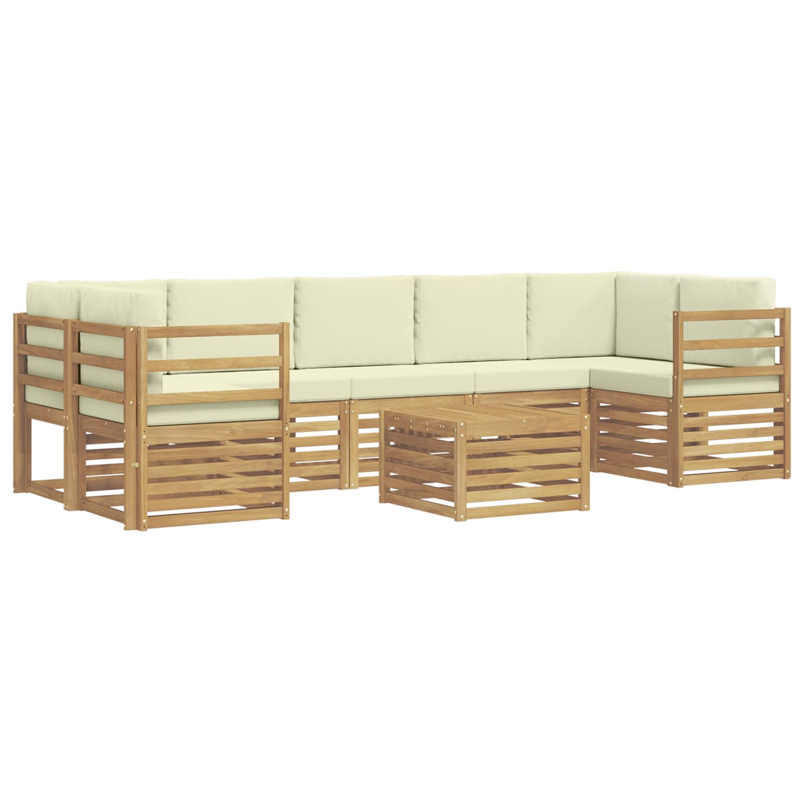 Outdoor-Sofagarnitur mit Kissen 8 pcs Weiß und Creme Polyester