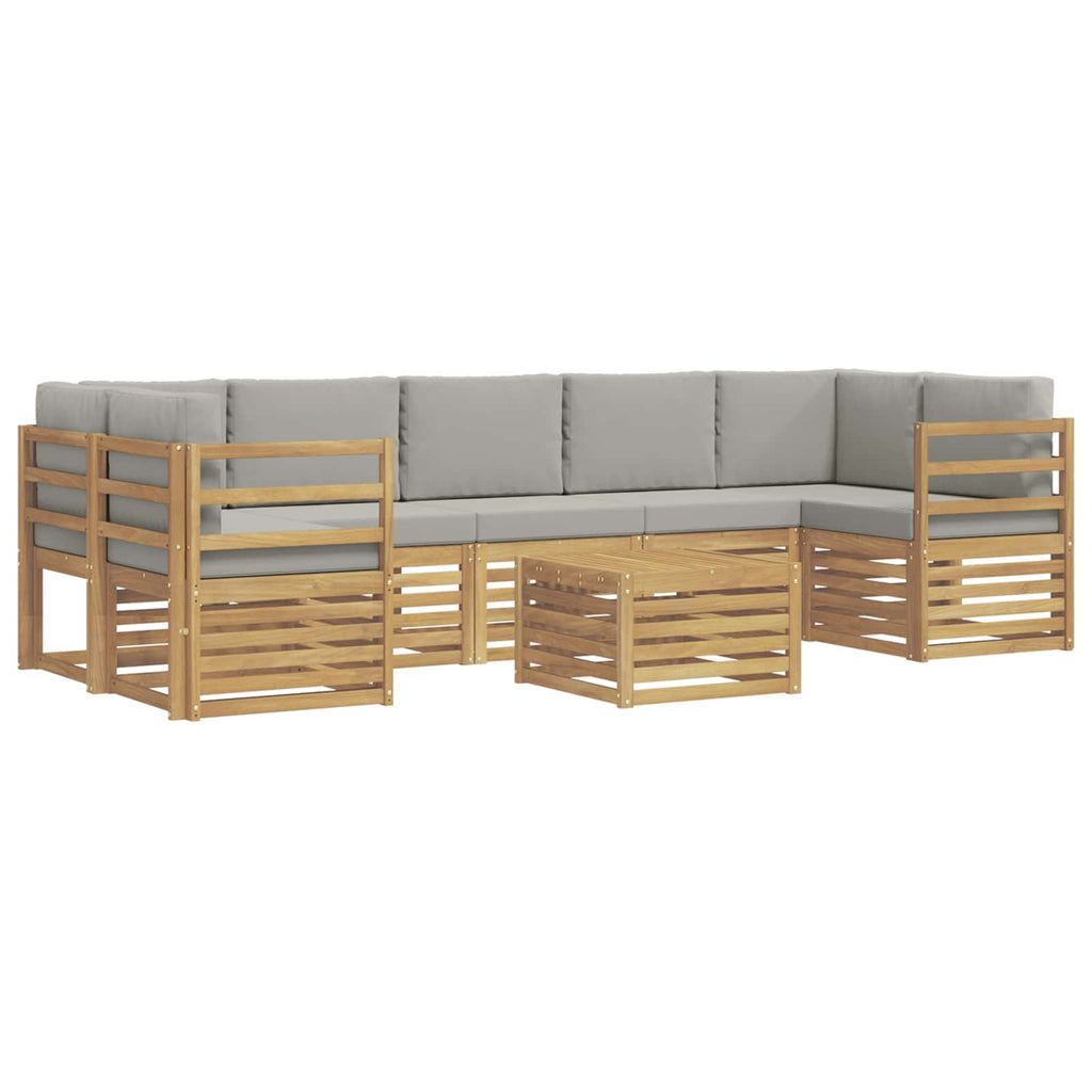 Outdoor-Sofagarnitur 8 pcs Weiß und Hellgrau Polyester
