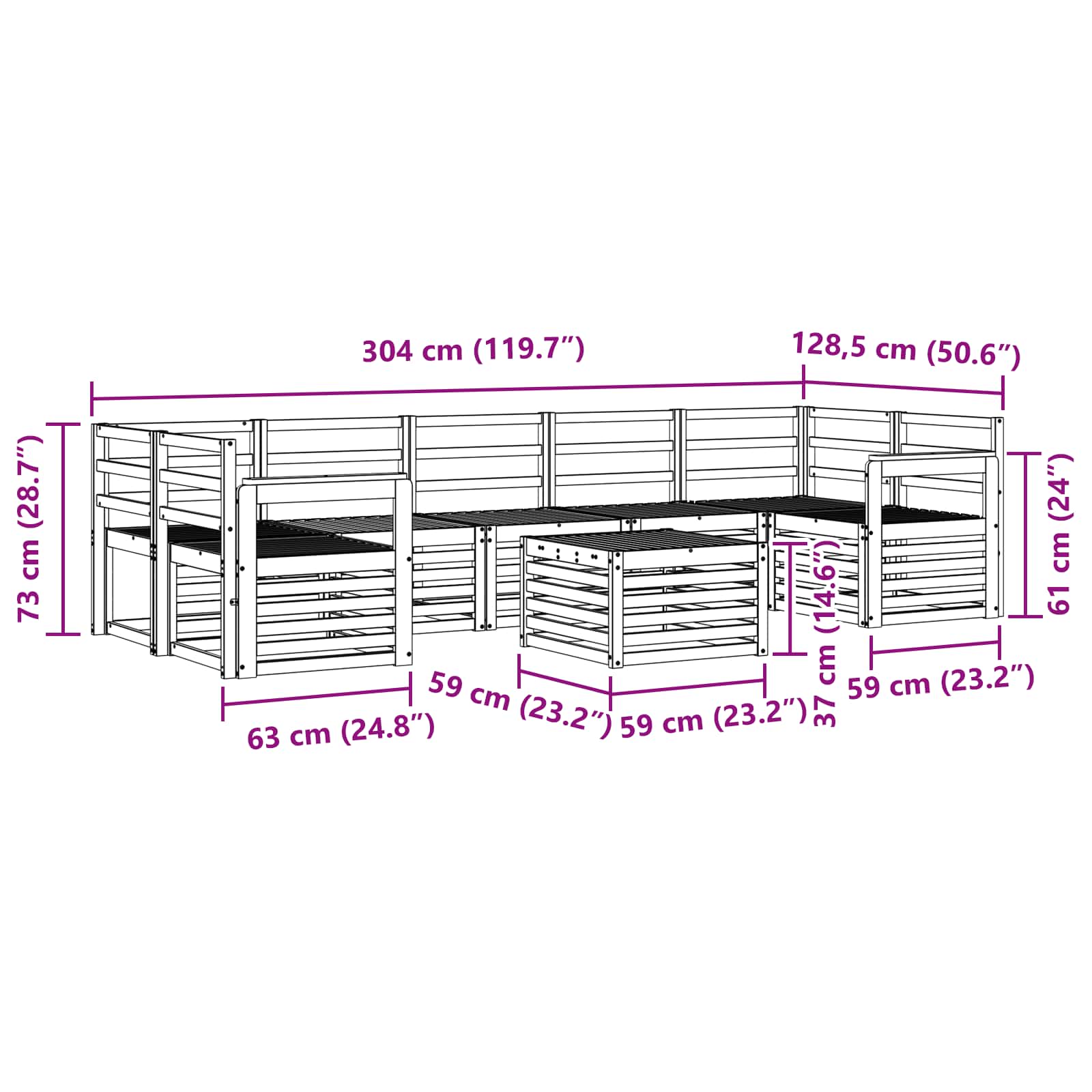 Outdoor-Sofagarnitur 8 pcs Weiß Massivholz Akazie