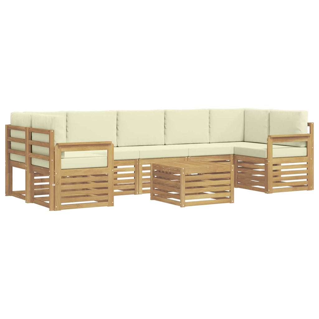 Outdoor-Sofagarnitur mit Kissen 8 pcs Weiß und Creme Polyester