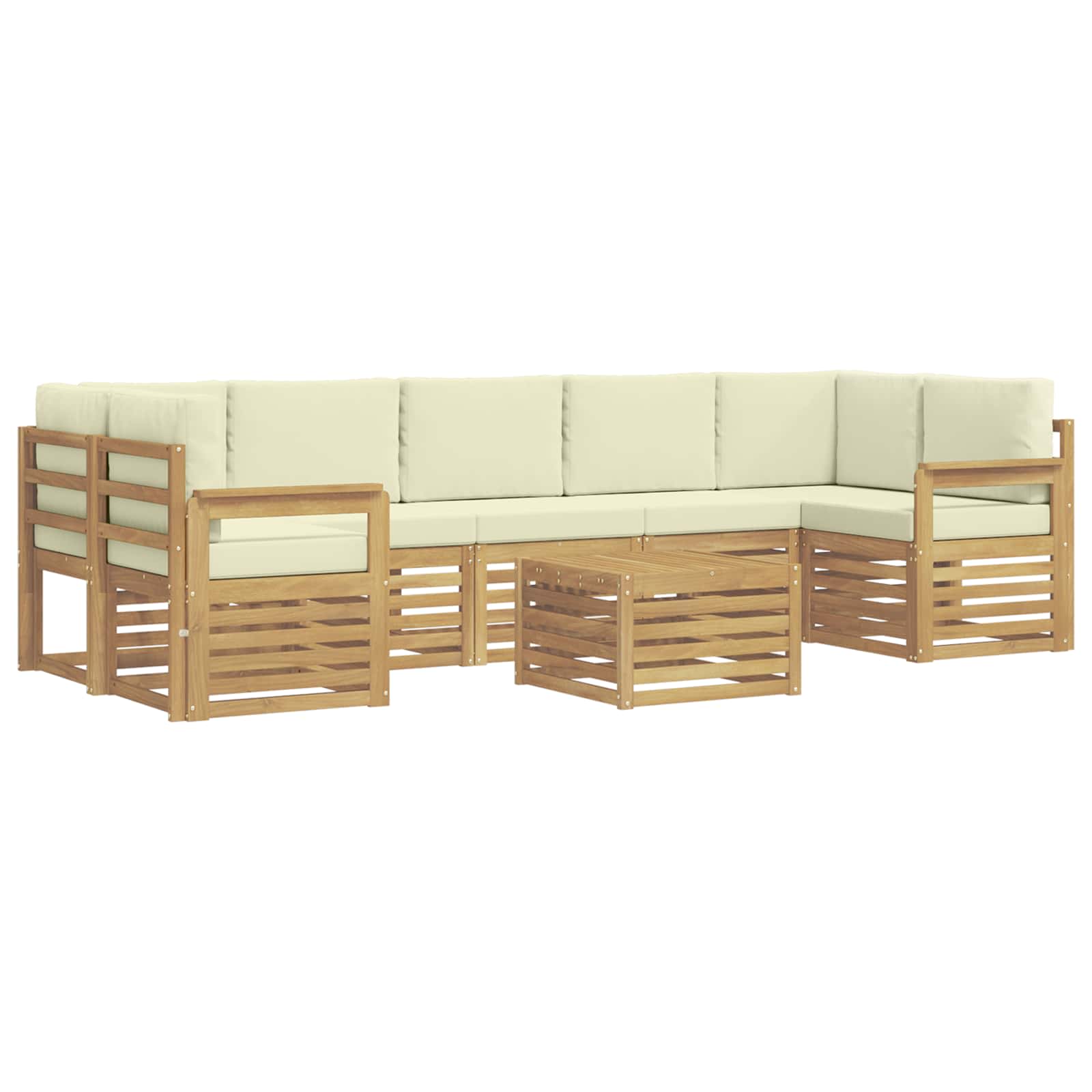 Outdoor-Sofagarnitur mit Kissen 8 pcs Weiß und Creme Polyester